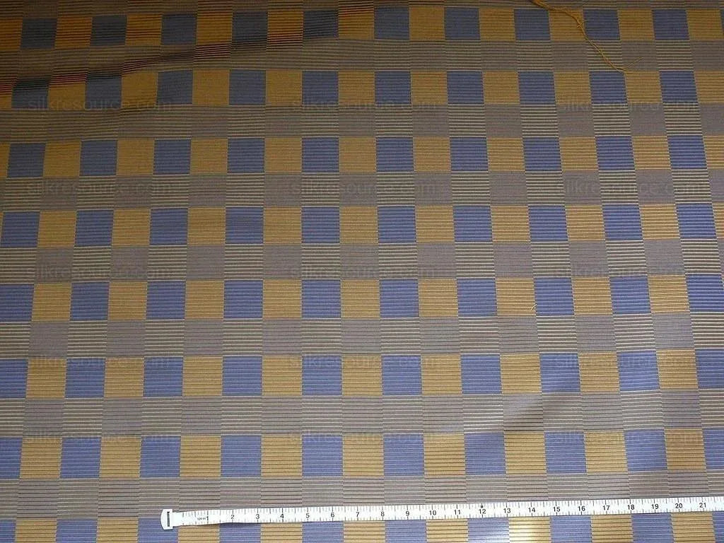 Lee Jofa Stereopticon Check Delphin Blue Antique Gold Silk+wool MSRP USD196/yard