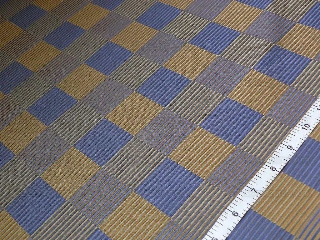 Lee Jofa Stereopticon Check Delphin Blue Antique Gold Silk+wool MSRP USD196/yard