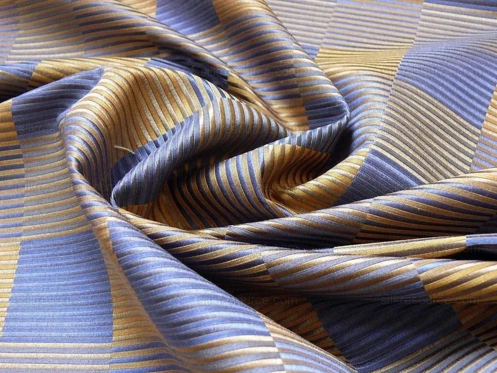 Lee Jofa Stereopticon Check Delphin Blue Antique Gold Silk+wool MSRP USD196/yard