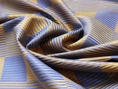 Lee Jofa Stereopticon Check Delphin Blue Antique Gold Silk+wool MSRP USD196/yard