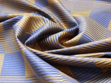 LEE JOFA STEREOPTICON CHECK DELPHIN BLUE ANTIQUE GOLD SILK+WOOL