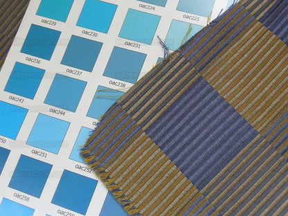 Lee Jofa Stereopticon Check Delphin Blue Antique Gold Silk+wool MSRP USD196/yard