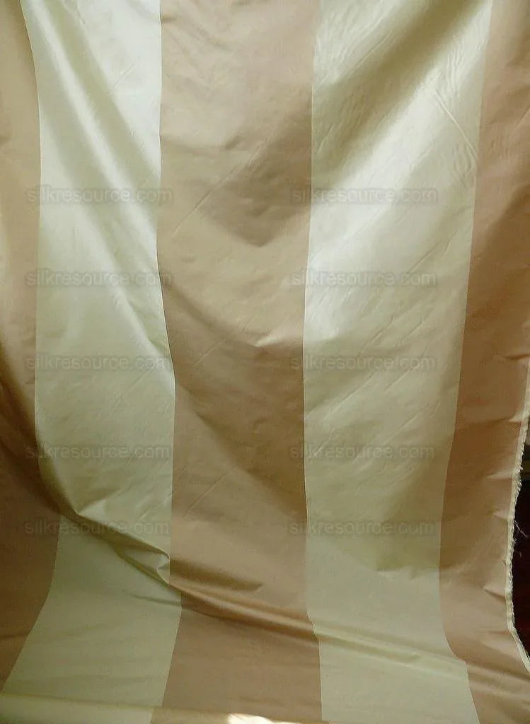 By Yard Lee Jofa Tennyson Stripe "Cream" Wide Stripe Silk Taffeta Beige MSRP USD 256/Y
