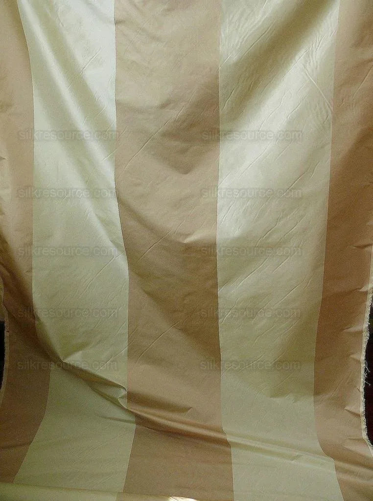 By Yard Lee Jofa Tennyson Stripe "Cream" Wide Stripe Silk Taffeta Beige MSRP USD 256/Y