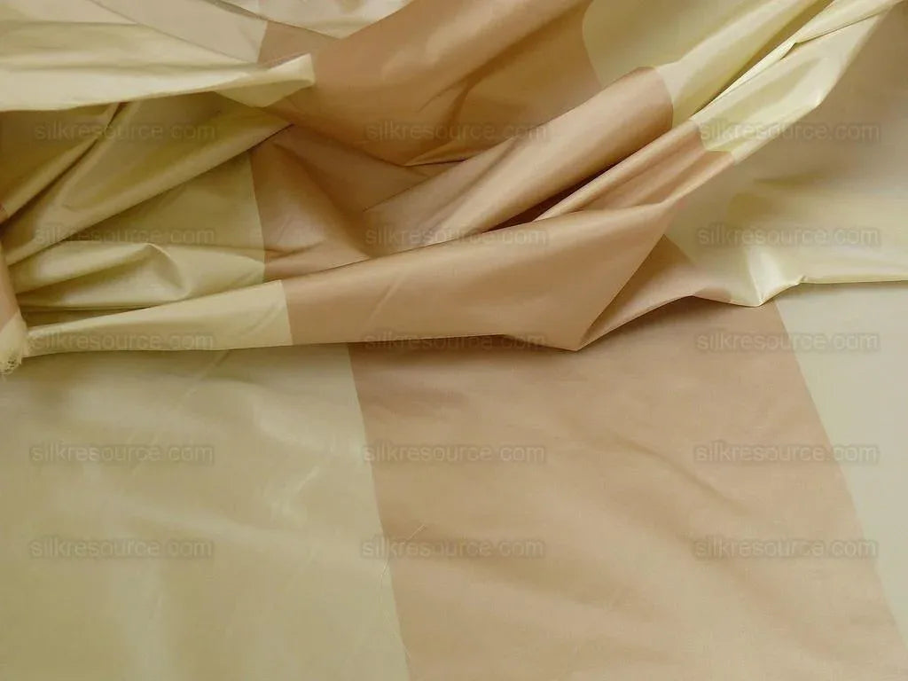 By Yard Lee Jofa Tennyson Stripe "Cream" Wide Stripe Silk Taffeta Beige MSRP USD 256/Y