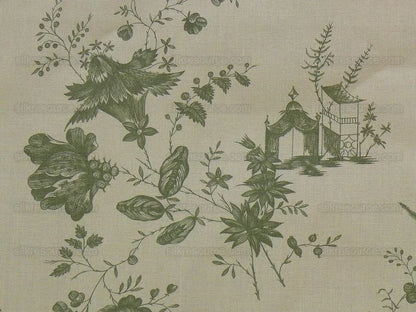 12y Lee Jofa Pillement Toile.emerald On Off White English Countr