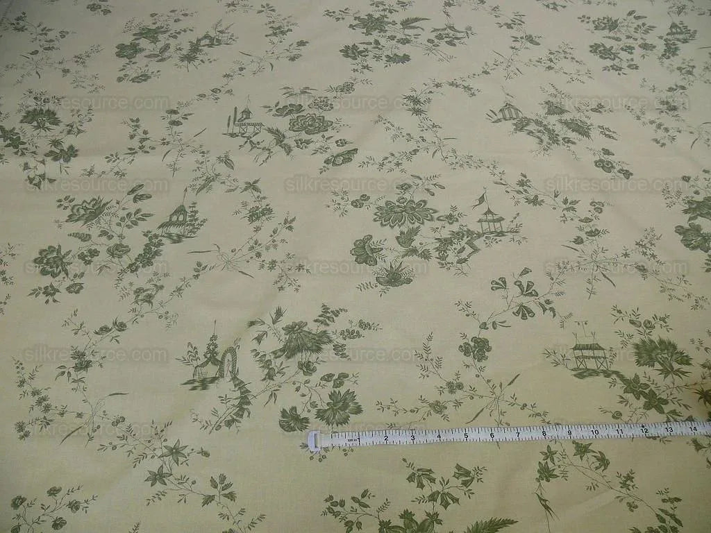 12y Lee Jofa Pillement Toile.emerald On Off White English Countr