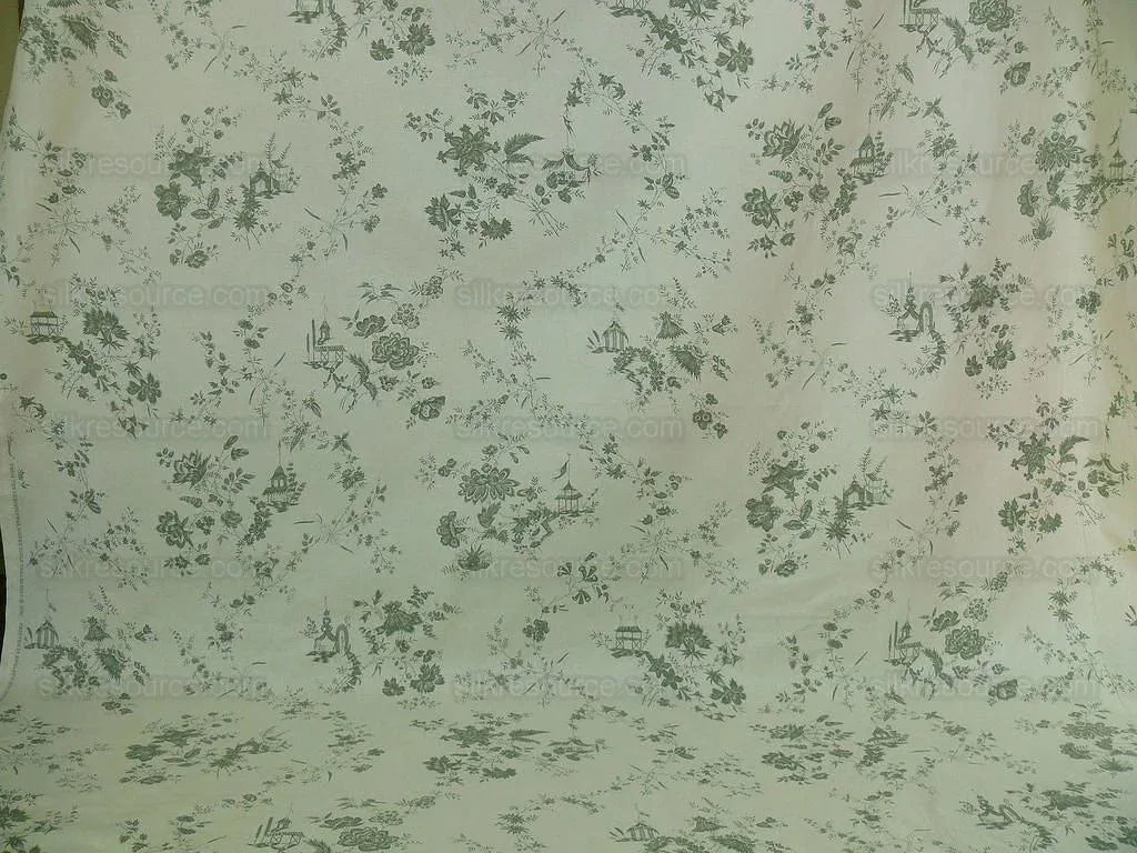 12y Lee Jofa Pillement Toile.emerald On Off White English Countr