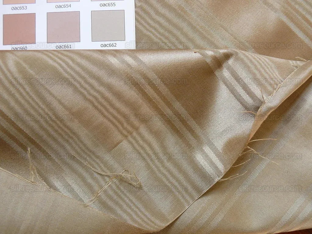 Kravet Couture Manisse Moire Stripe Doeskin Silk Toffee Lite Brown MSRP USD 157/Y
