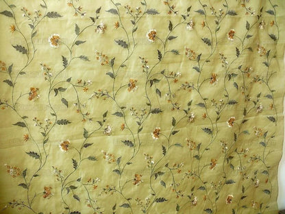 Kravet Design Silk Organza Embroidery Orange Gold On Chartreuse