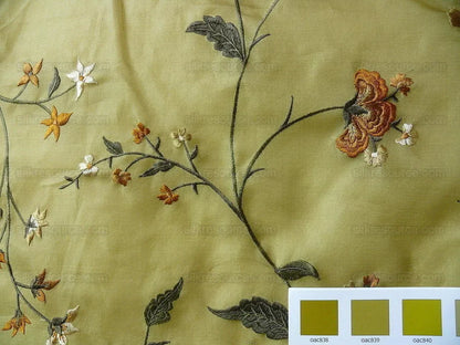 Kravet Design Silk Organza Embroidery Orange Gold On Chartreuse