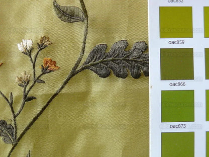 Kravet Design Silk Organza Embroidery Orange Gold On Chartreuse