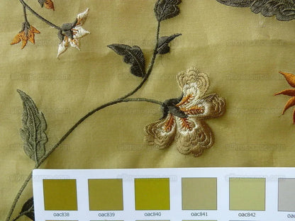 Kravet Design Silk Organza Embroidery Orange Gold On Chartreuse