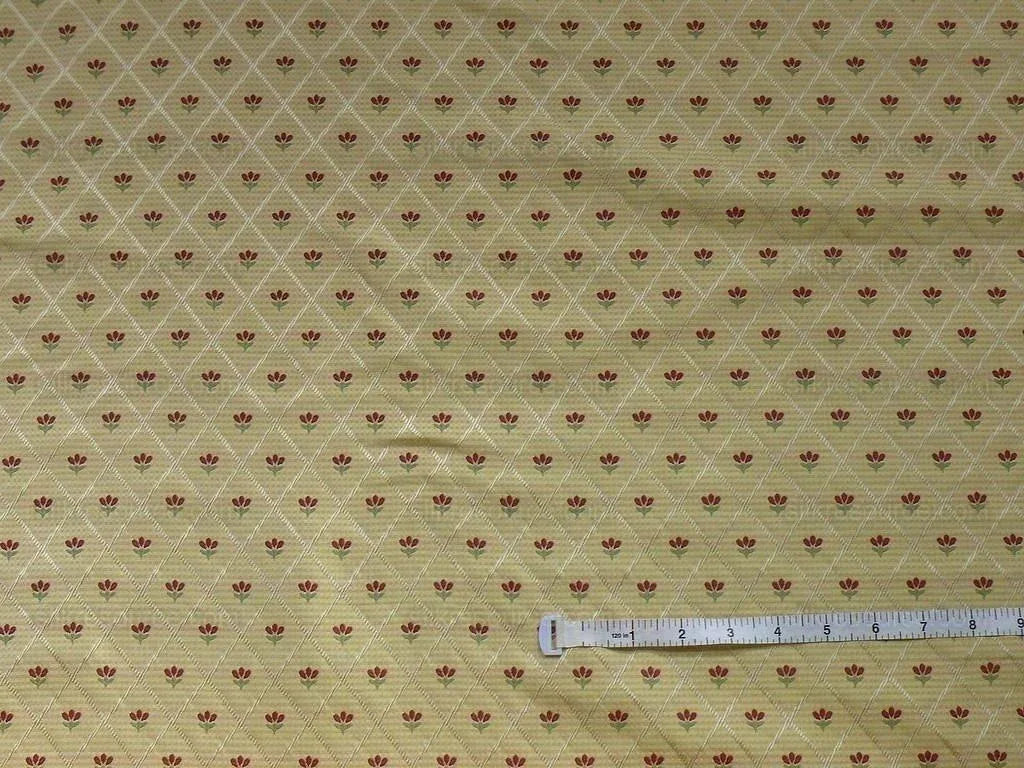 KRAVET TULIPS RED ON YELLOW LATTICE SILK LAMPAS BTY MSRP$198/Y