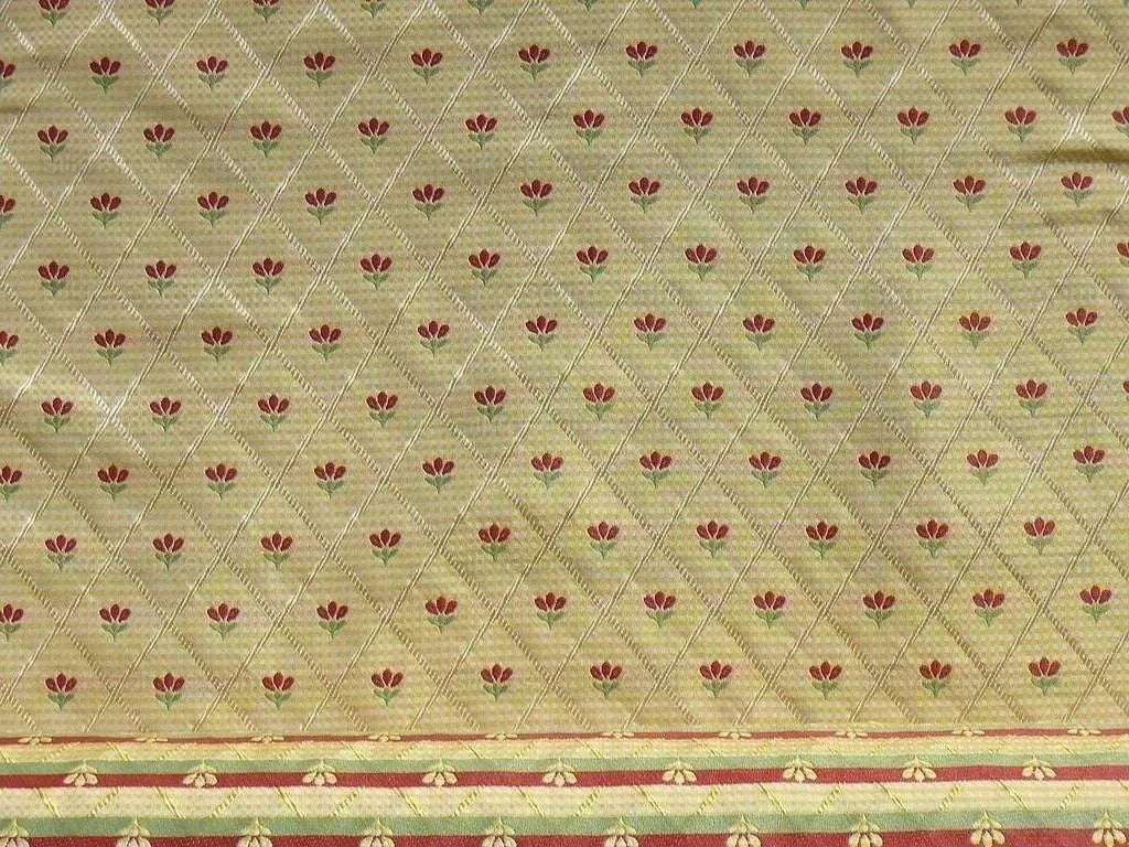 Kravet Tulips Red On Yellow Lattice Silk Lampas Bty MSRP USD 198/Y