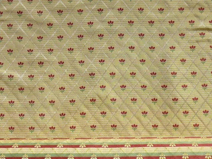 Kravet Tulips Red On Yellow Lattice Silk Lampas Bty MSRP USD 198/Y