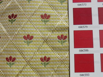 Kravet Tulips Red On Yellow Lattice Silk Lampas Bty MSRP USD 198/Y