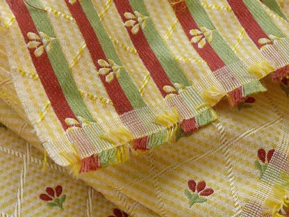Kravet Tulips Red On Yellow Lattice Silk Lampas Bty MSRP USD 198/Y