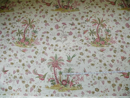 Lee Jofa Martinique Prin.red &amp; Green Chino Bird Linen Print Pink