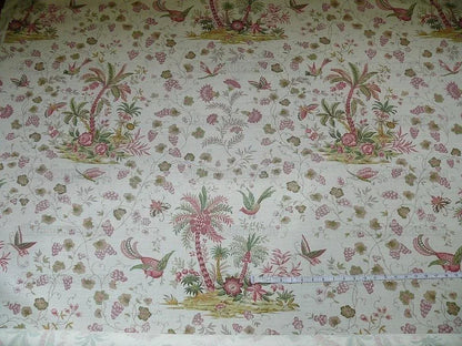 Lee Jofa Martinique Prin.red &amp; Green Chino Bird Linen Print Pink