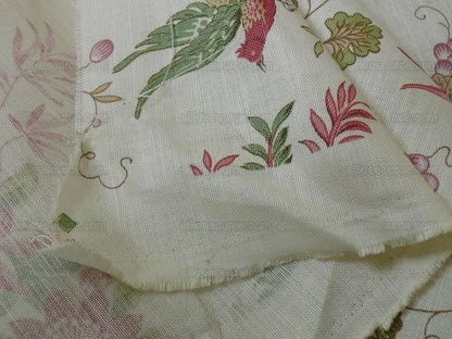Lee Jofa Martinique Prin.red &amp; Green Chino Bird Linen Print Pink