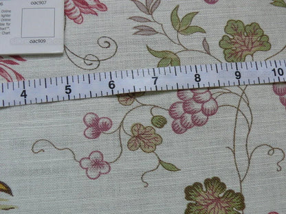 Lee Jofa Martinique Prin.red &amp; Green Chino Bird Linen Print Pink