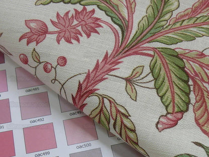 Lee Jofa Martinique Prin.red &amp; Green Chino Bird Linen Print Pink