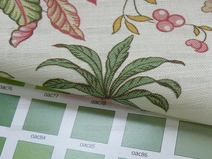 Lee Jofa Martinique Prin.red &amp; Green Chino Bird Linen Print Pink