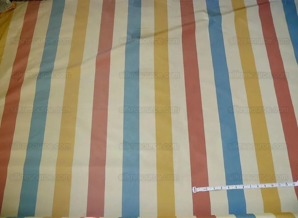 Lee Jofa Sublime Silk Stripe "opal" Red Blue Yellow Gold On Ivory White MSRP USD 216/Y