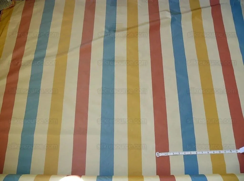 Lee Jofa Sublime Silk Stripe "opal" Red Blue Yellow Gold On Ivory White MSRP USD 216/Y