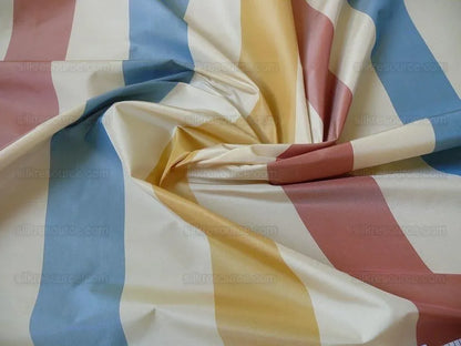 Lee Jofa Sublime Silk Stripe "opal" Red Blue Yellow Gold On Ivory White MSRP USD 216/Y