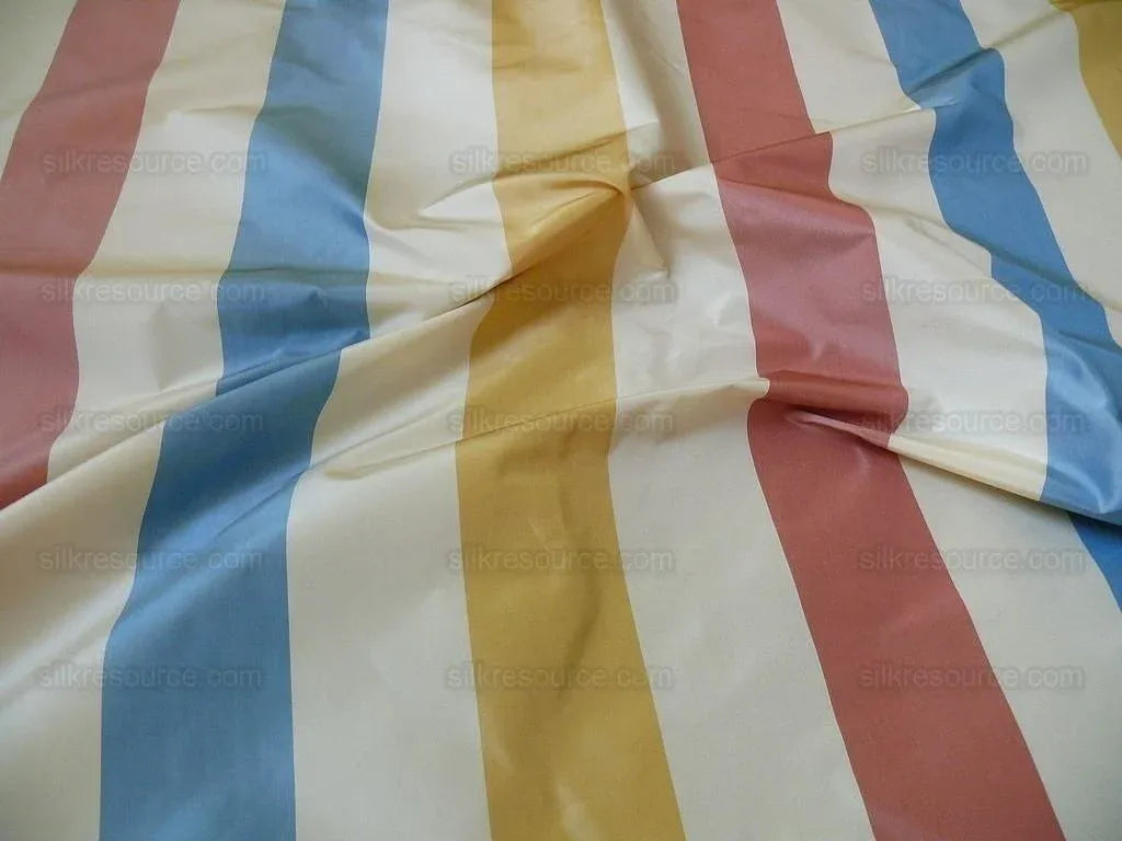 Lee Jofa Sublime Silk Stripe "opal" Red Blue Yellow Gold On Ivory White MSRP USD 216/Y