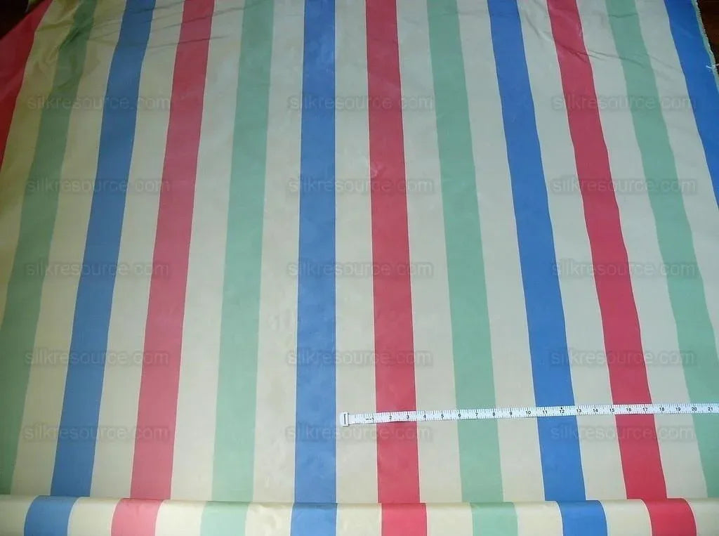 Lee Jofa Sublime Silk Stripe "jewel" Mint Rose Pink Green Sky Blue On Ivory White MSRP USD 216/Y