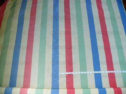 Lee Jofa Sublime Silk Stripe "jewel" Mint Rose Pink Green Sky Blue On Ivory White MSRP USD 216/Y