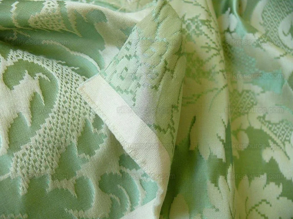 Lee Jofa Scala Silk Damask Willow Spring Green Classic Silk Bty