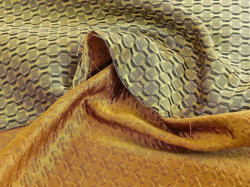 By Yard Lee Jofa Zen Silk "gold" Japanese Asian Textile Copper Red Silk Mini Plum Flower