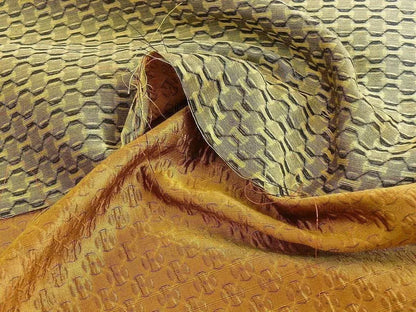 By Yard Lee Jofa Zen Silk "gold" Japanese Asian Textile Copper Red Silk Mini Plum Flower