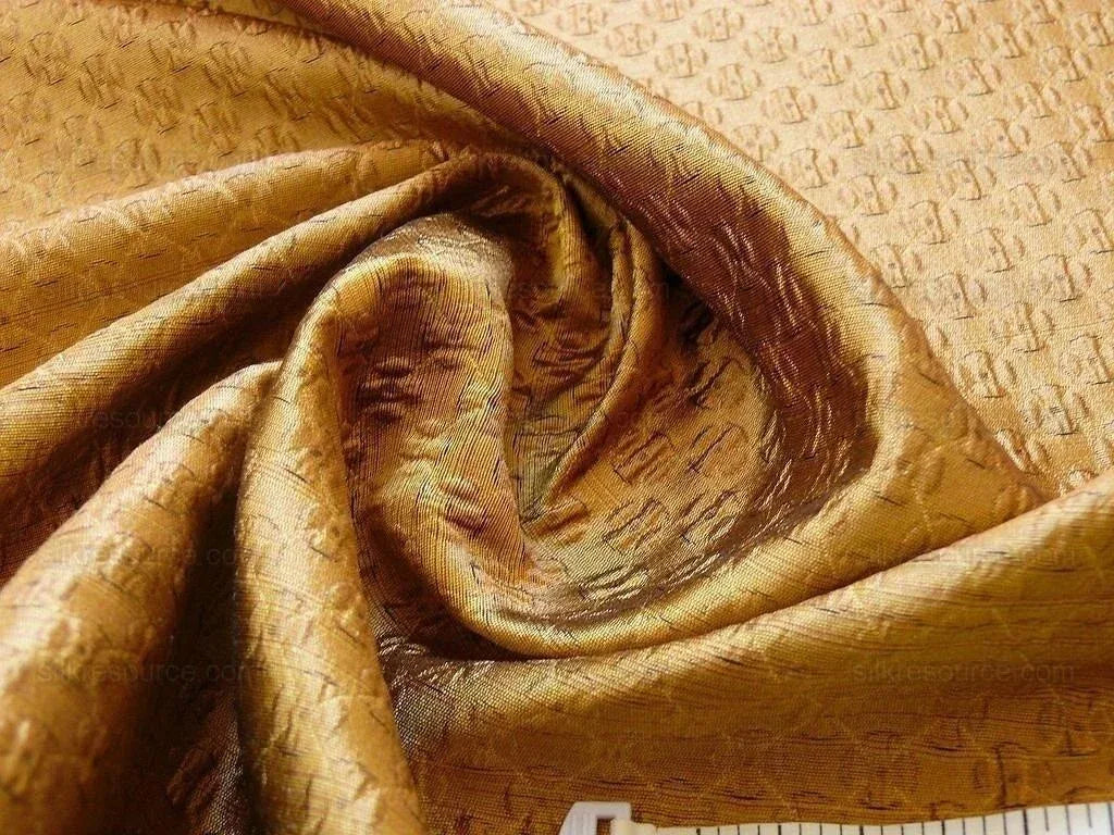 By Yard Lee Jofa Zen Silk "gold" Japanese Asian Textile Copper Red Silk Mini Plum Flower