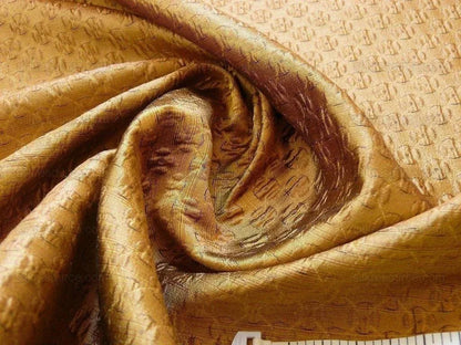 By Yard Lee Jofa Zen Silk "gold" Japanese Asian Textile Copper Red Silk Mini Plum Flower