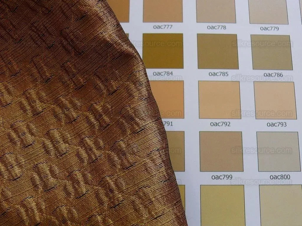 By Yard Lee Jofa Zen Silk "gold" Japanese Asian Textile Copper Red Silk Mini Plum Flower