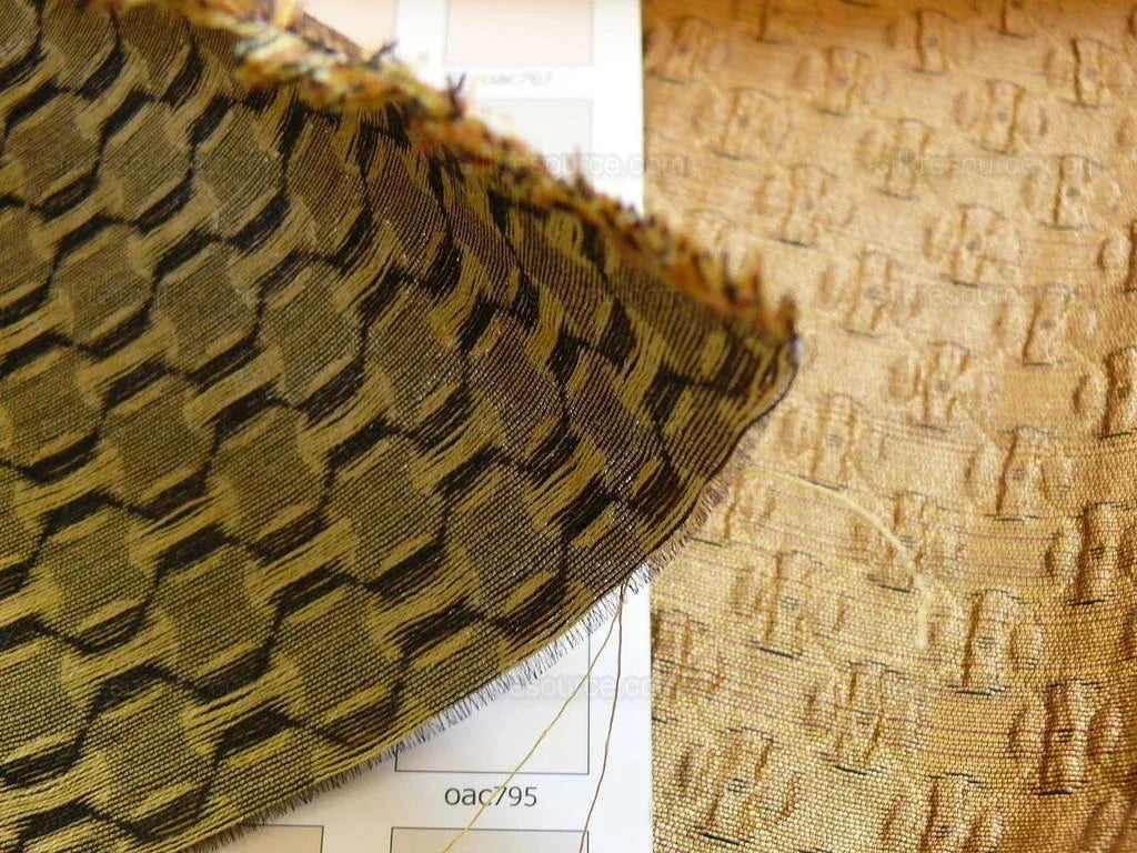 By Yard Lee Jofa Zen Silk "gold" Japanese Asian Textile Copper Red Silk Mini Plum Flower