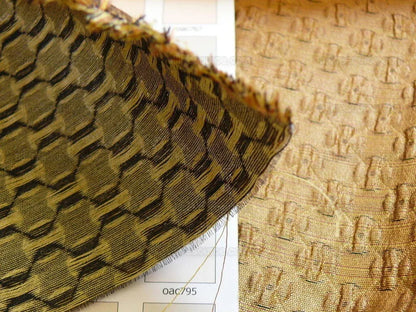 By Yard Lee Jofa Zen Silk "gold" Japanese Asian Textile Copper Red Silk Mini Plum Flower