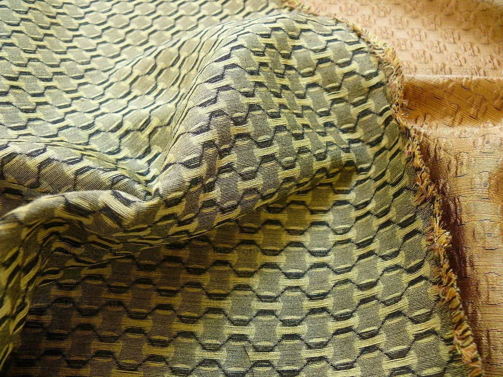 By Yard Lee Jofa Zen Silk "gold" Japanese Asian Textile Copper Red Silk Mini Plum Flower