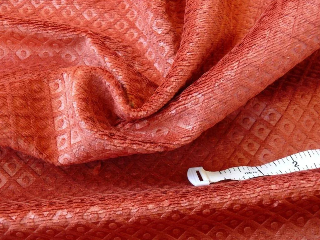 1Y+ LEE JOFA VIROFLAY GAUFRA VELVET "INDIAN RED" BURNT BURGUNDY