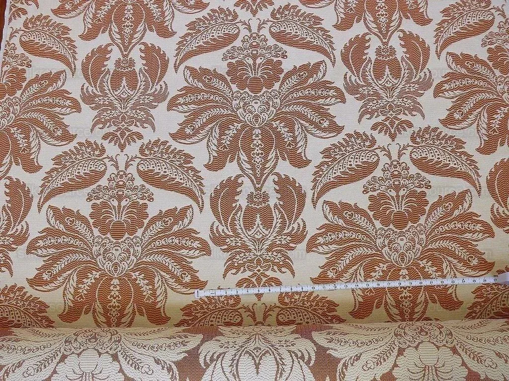 Lee Jofa Villa Lamte Damask Pumpkin Orange Cotton White Grand  MSRP USD 196/Y