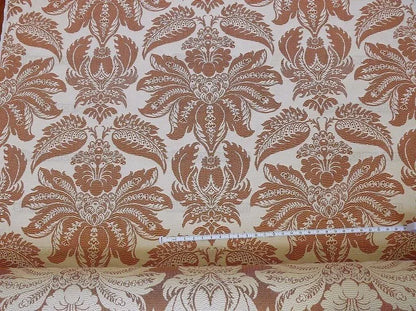 Lee Jofa Villa Lamte Damask Pumpkin Orange Cotton White Grand  MSRP USD 196/Y