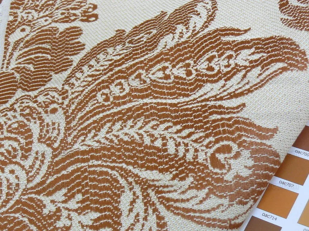 Lee Jofa Villa Lamte Damask Pumpkin Orange Cotton White Grand  MSRP USD 196/Y