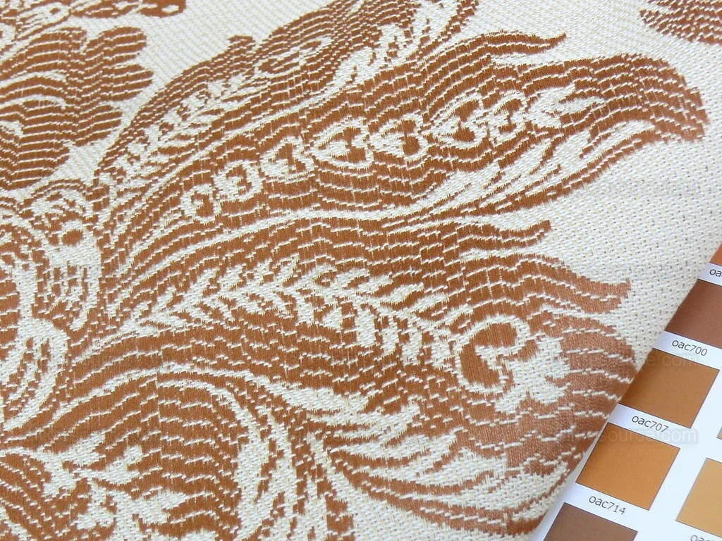 Lee Jofa Villa Lamte Damask Pumpkin Orange Cotton White Grand  MSRP USD 196/Y
