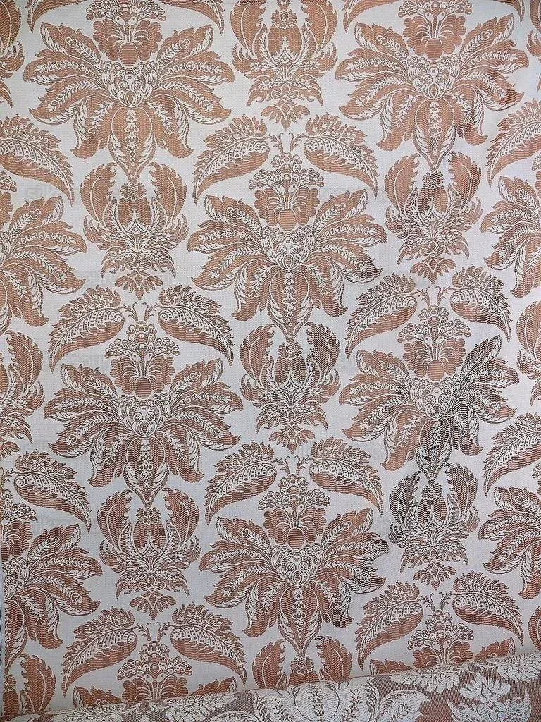 Lee Jofa Villa Lamte Damask Pumpkin Orange Cotton White Grand  MSRP USD 196/Y