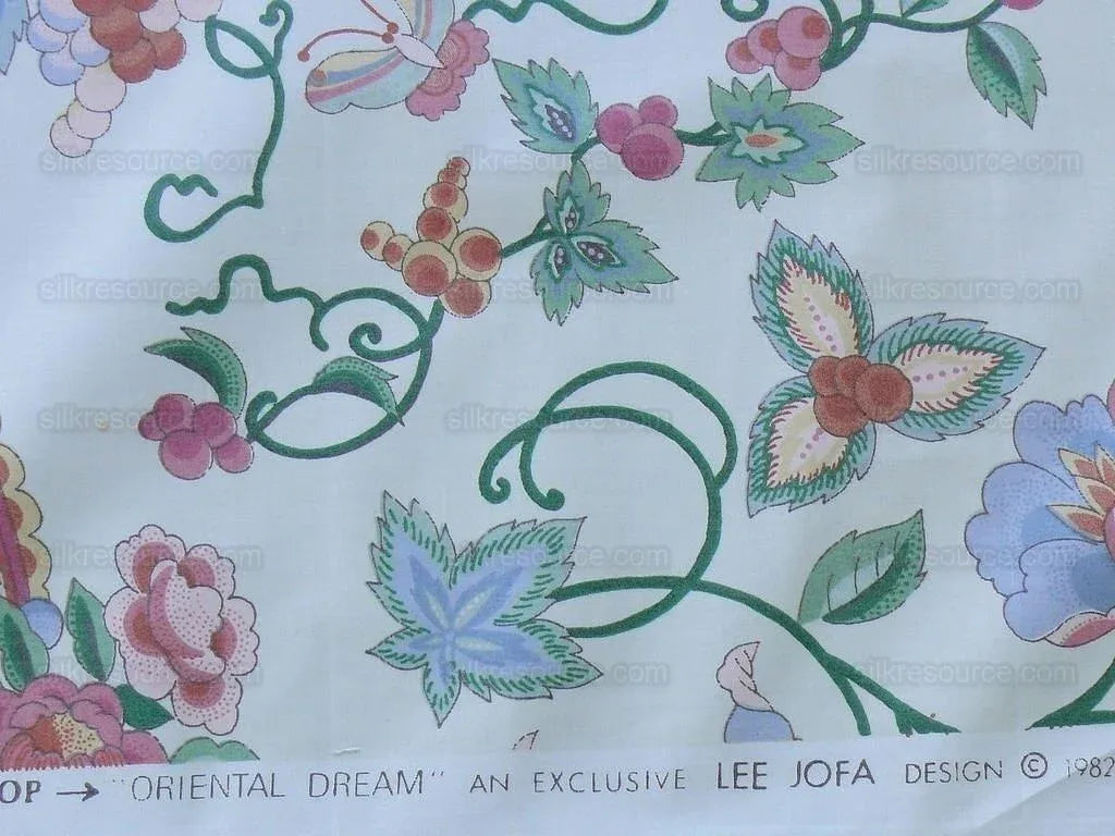 Bty Lee Jofa Oriental Dream Chinoisery Print Birds Grapes Lotus